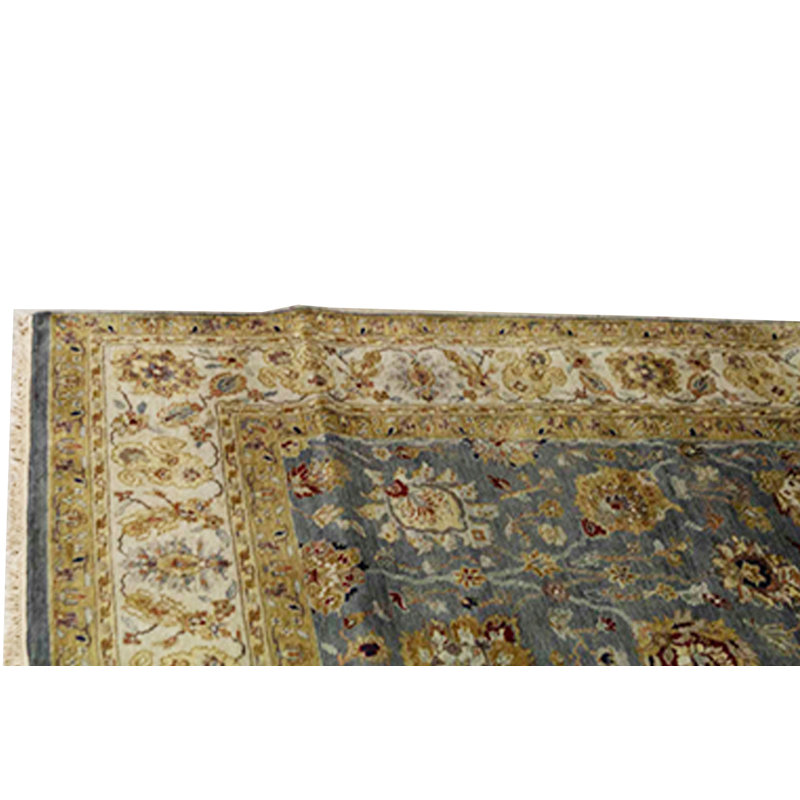 Wool Oriental Area Rug in Light Blue/Gold/Beige