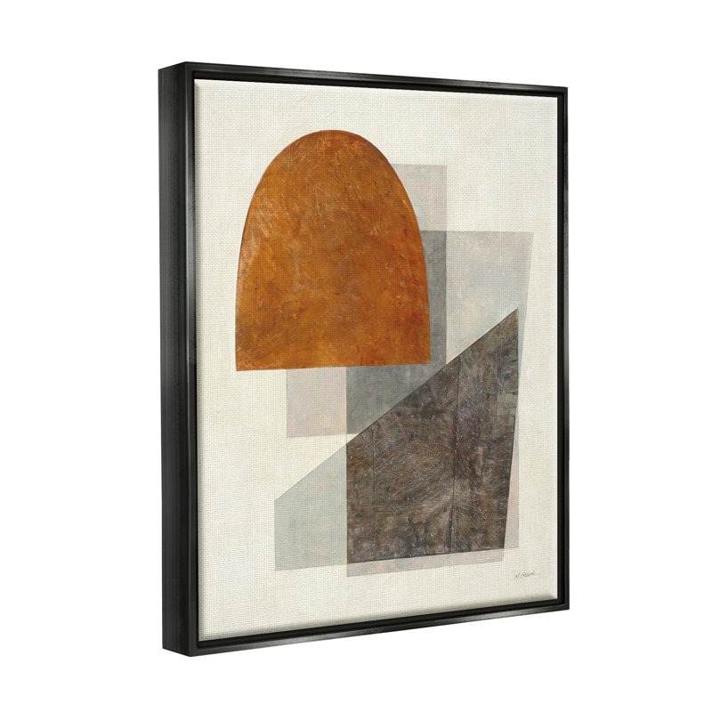 Formes géométriques terreuses, impression sur bois, Cadre flottant noir de jais, H 21 po x l 17 po x P 1,7 po