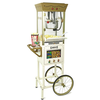 Nostalgia Popcorn Maker Professional Cart, Kettle Makes Up to 32 Cups With Candy Dispenser
