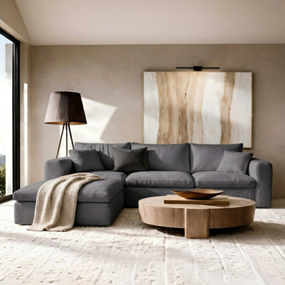 Canapé modulaire modulaire sans os, canapé Cloud surdimensionné avec coussins à haut dossier, aucun canapé requis pour le salon et l’appartement, sièges confortables pour les familles et les locataires, gris