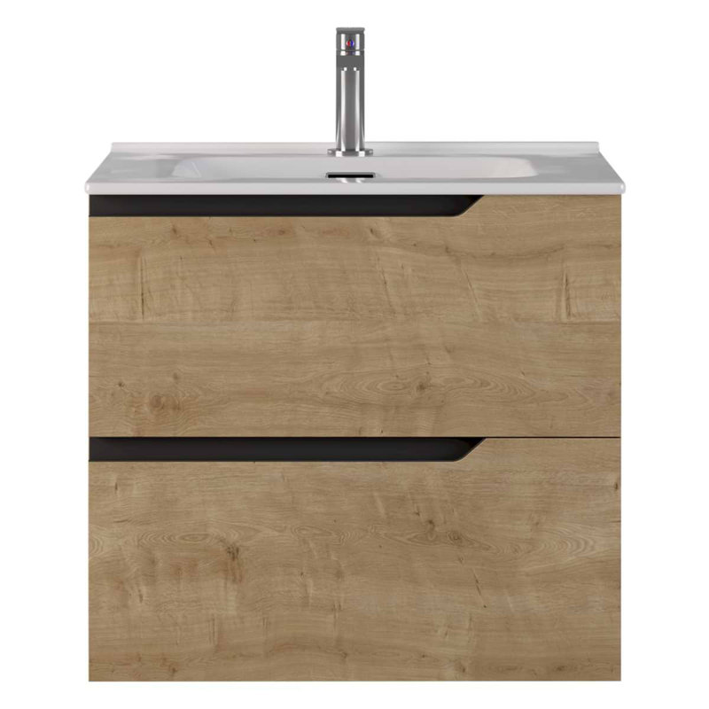 Ensemble de meuble-lavabo simple 24 po avec plateau en céramique Arden, Bois blond, 24"
