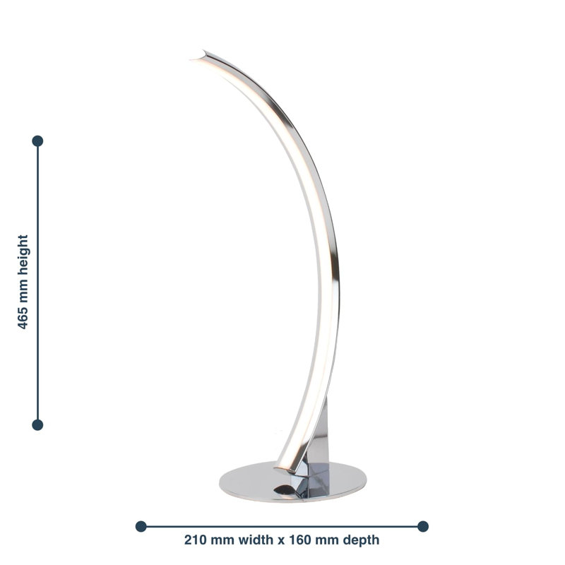 Set Of 2 Polished Chrome LED Arc Table Lamps
