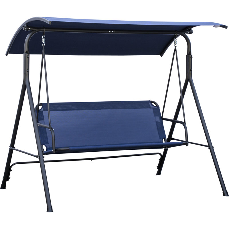 Banc 3 balançoires avec auvent réglable - Bleu foncé pour l'extérieur pour se détendre à l'extérieur Patio, jardin, piscine, terrasse, cour, balcon 3 personnes