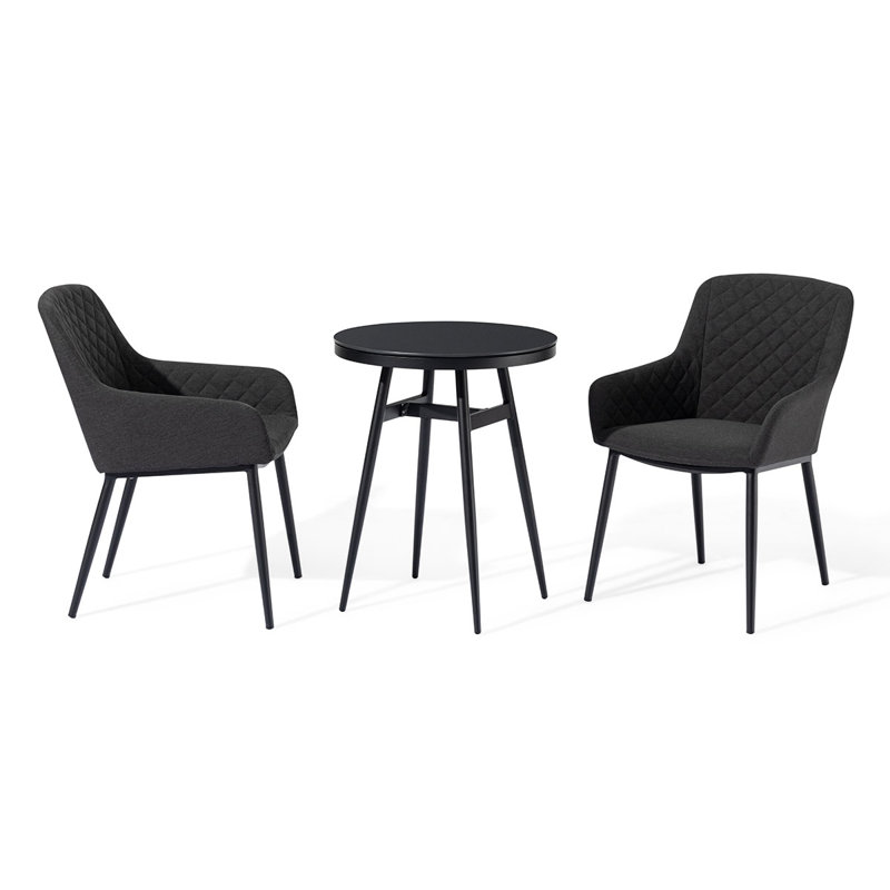 Thornell 2 - Person Patio Dining Set with Round Table, Black/Dark Grey