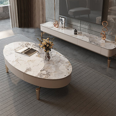 Simple and light luxury rock slate coffee table