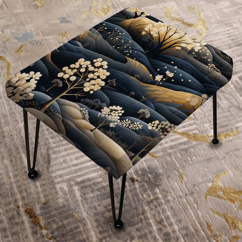 Repose-pieds rectangulaire foncé scandinave bleu foncé