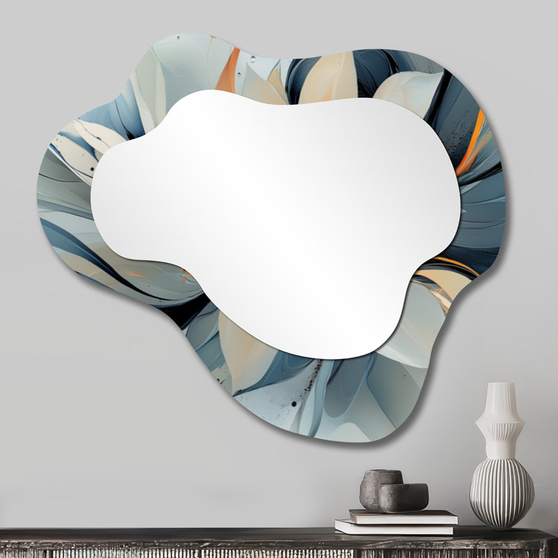 Aqua Dahlia Flowers Blossom In Layers I - Dahlia Cloud Decorative Wall Mirror, Traditional Vanity Mirror, Printed on Metal