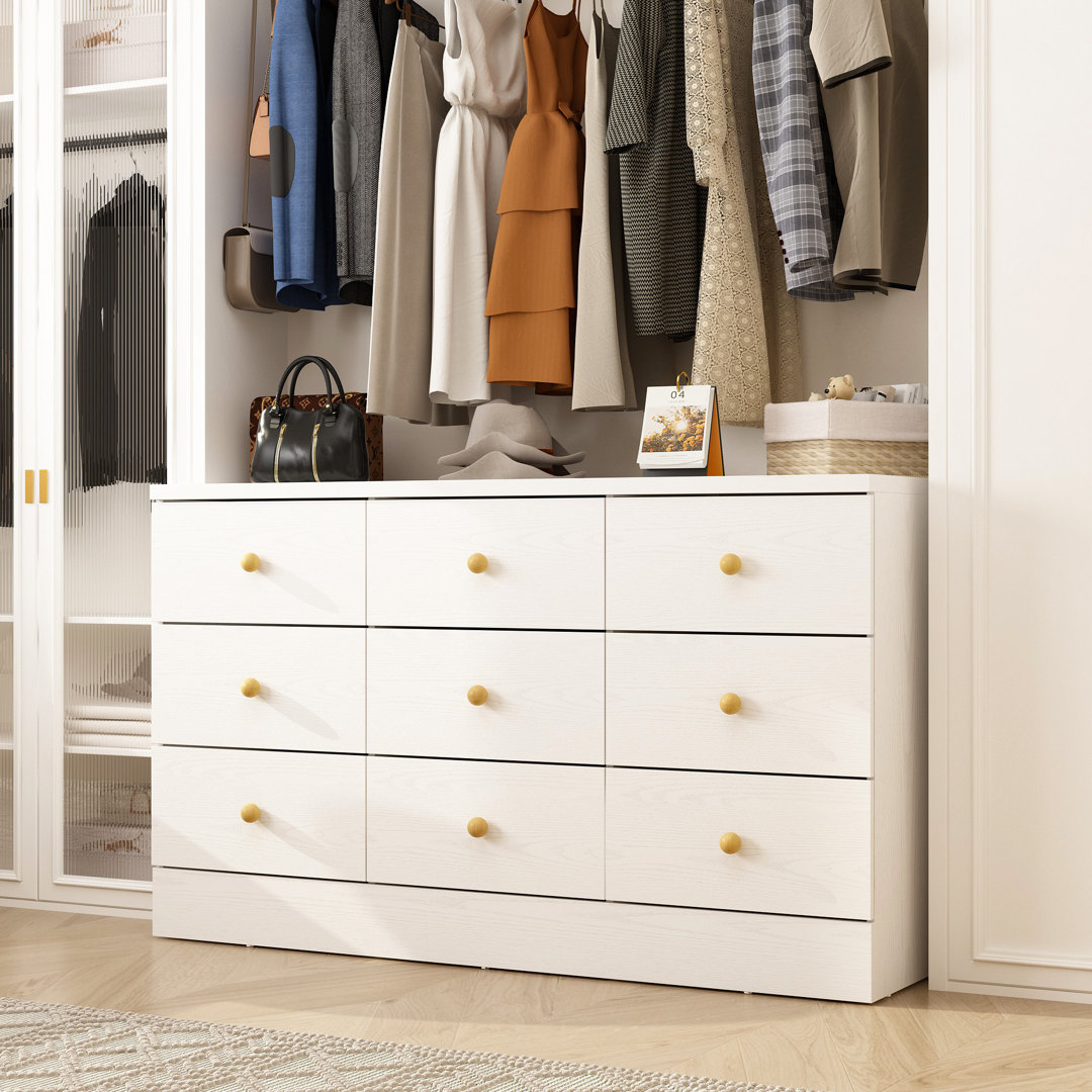 Elegant Closet System With 9 Drawers Rebrilliant