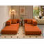 Canapé-lit multifonctionnel à compression, velours côtelé orange, mousse et métal, style moderne pour la maison-1854542083