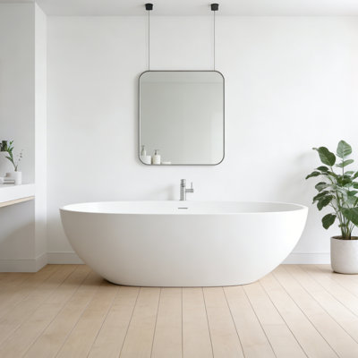 71" Premium Solid Surface Deep Soaking Bathtub
