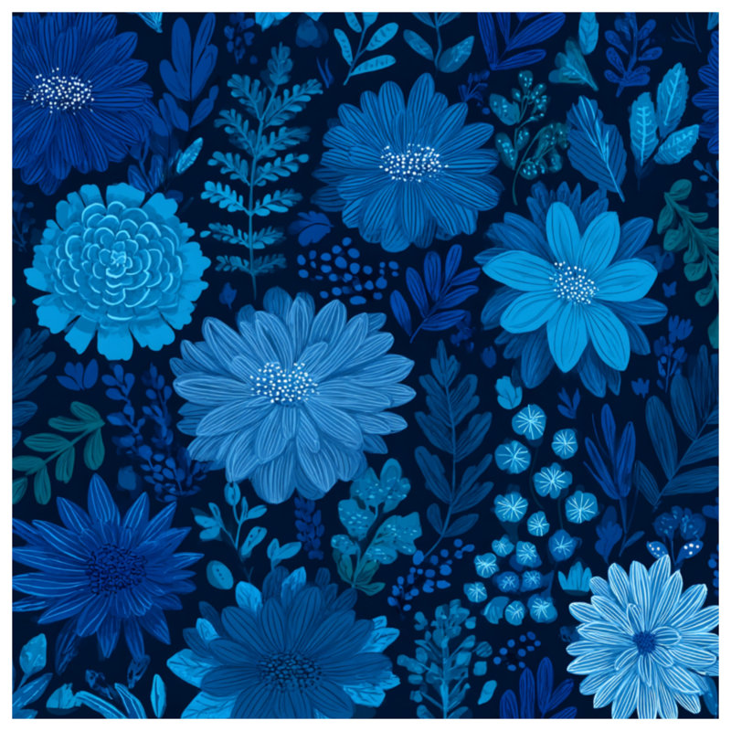Couvre-lit matelassé à motif floral bleu, Grand lit