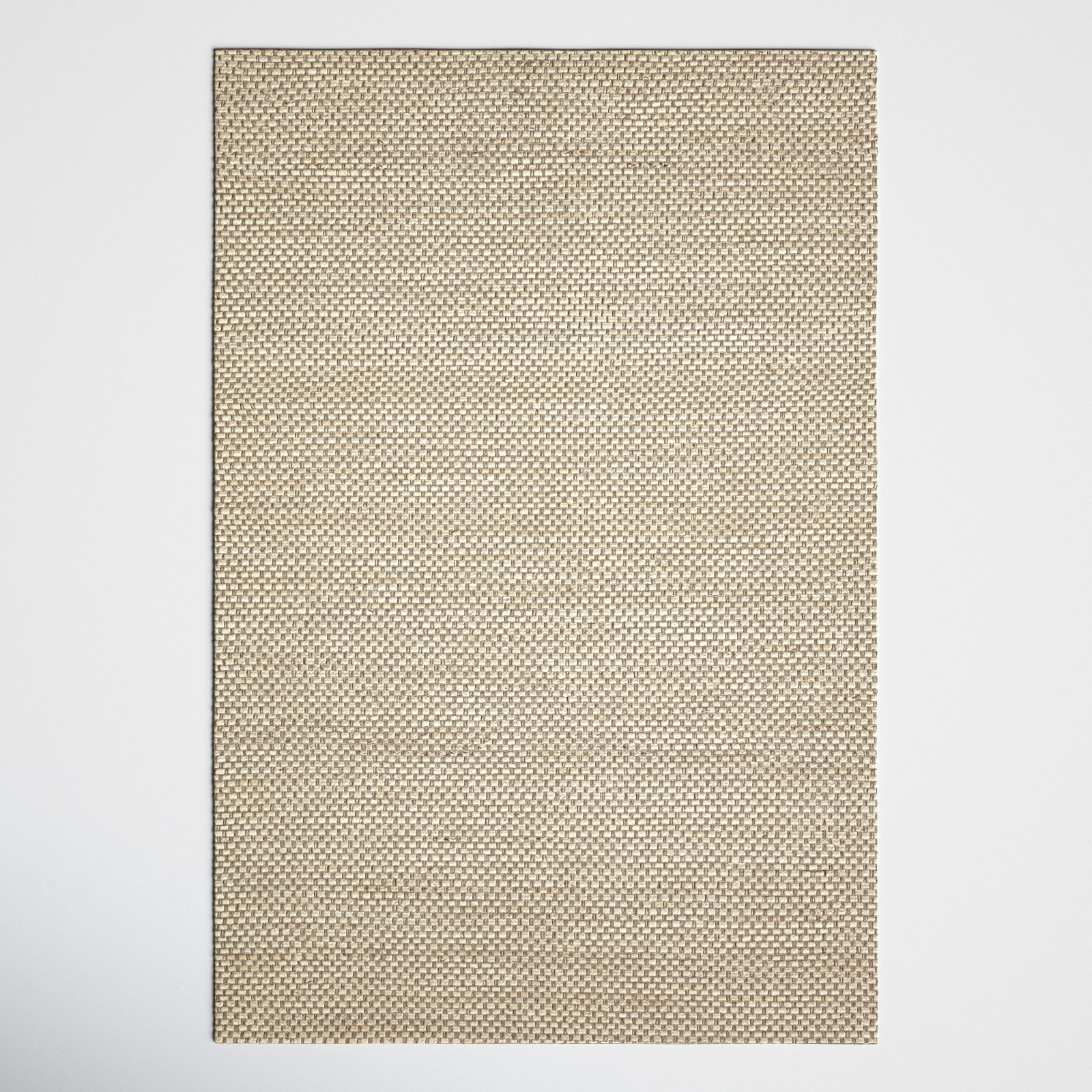 Abisai Beige Hand-Woven Checkered Jute Rug, Rectangle 5' x 7'6"