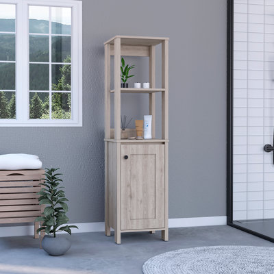 Armoire à linge Jannès, deux tablettes ouvertes, porte simple
