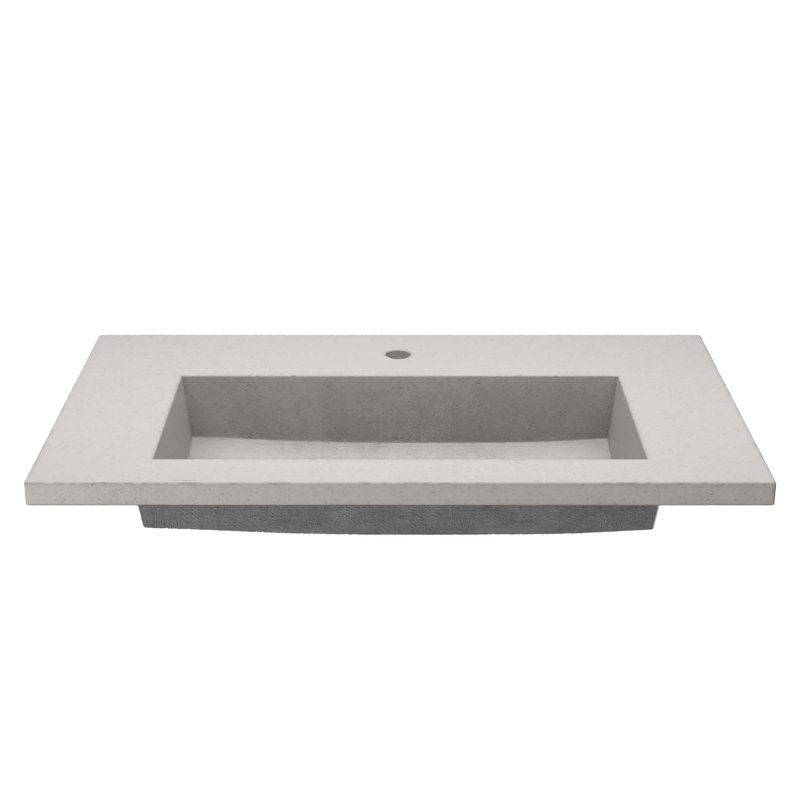 Plateau de meuble-lavabo en béton avec lavabo 36,5 po Capistrano, Cendré, Simple
