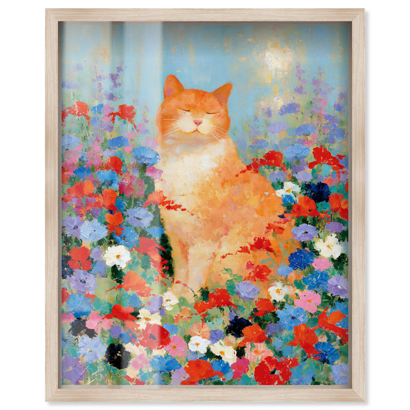 Décoration murale pour animaux de compagnie Blooming Whiskers III Impression Shadowbox par, H 20 po x l 16 po
