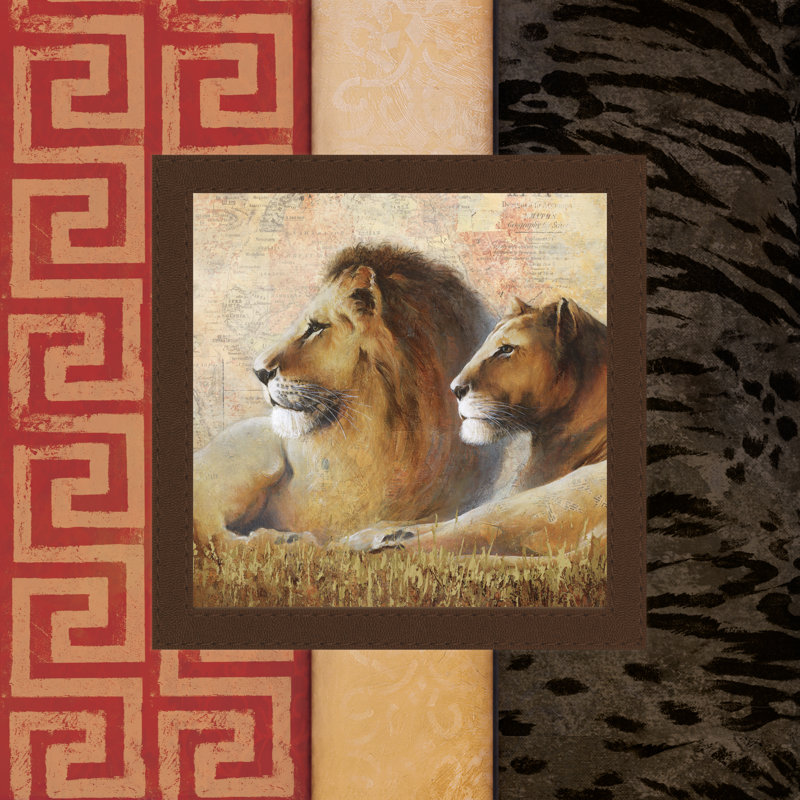 Lounging Spice Lions - Wrapped Canvas Print, 122cm H x 122cm W x 3.8cm D x 3.8cm D