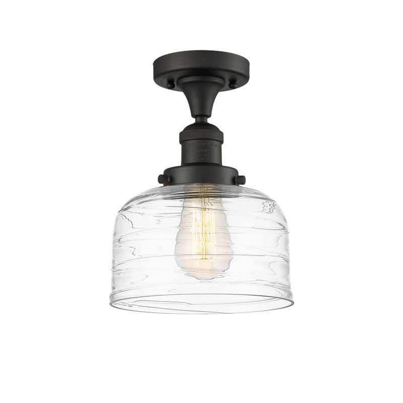 Plafonnier semi-encastré 8 po Bell, Ampoule non incluse, Noir mat, Tourbillon déco transparent