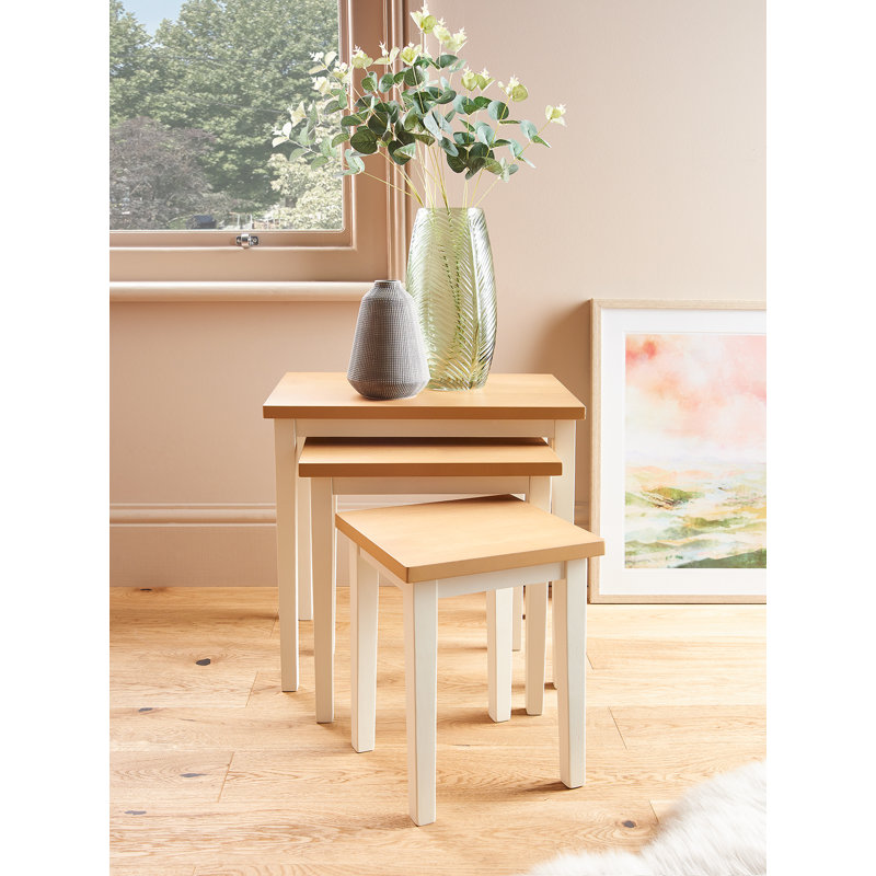 Eyanna Nesting Tables, White, Brown