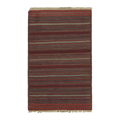 One-of-a-Kind Rectangle 3' X 4'9" 1950s Wool Area Rug in Red