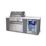 Mont Alpi Artwood Series 4-Burner Stainless Steel Outdoor Kitchen Island with Access Doors + Refrigerator