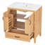 Meuble-lavabo 30 po à grain de bois naturel avec lavabo en céramique et portes doubles à fermeture en douceur