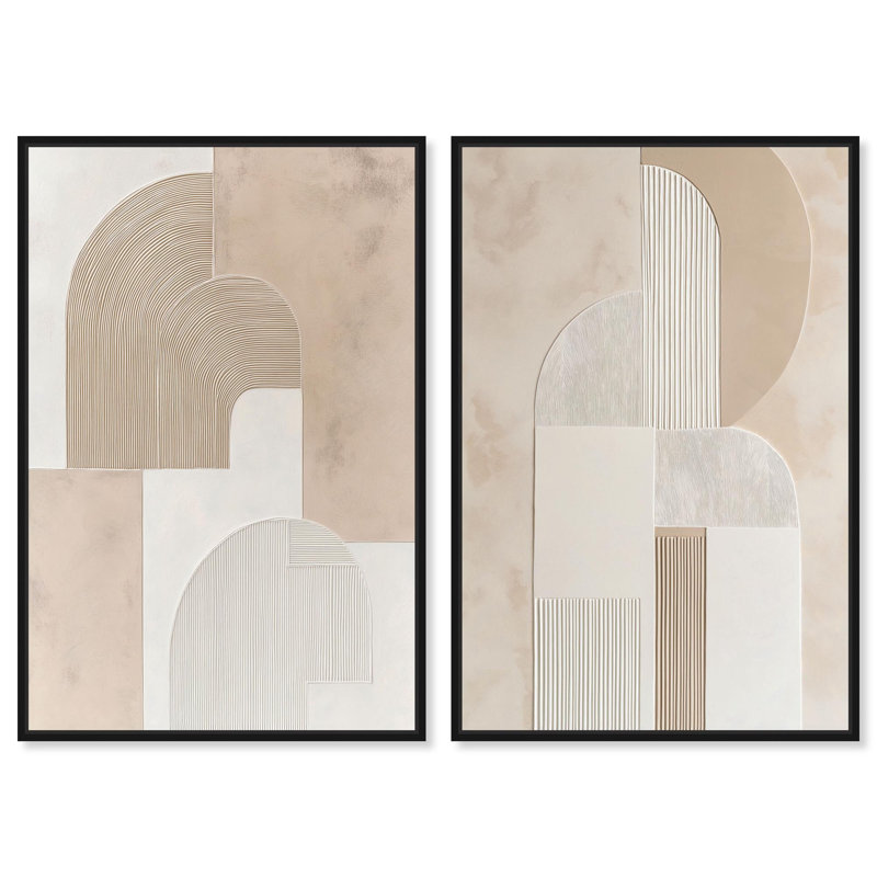 Golden Luxe Glam Room Art 2 Panel Set Canvas Print by , Black, Floater Framed Print without Mat, 46" H x 31" W