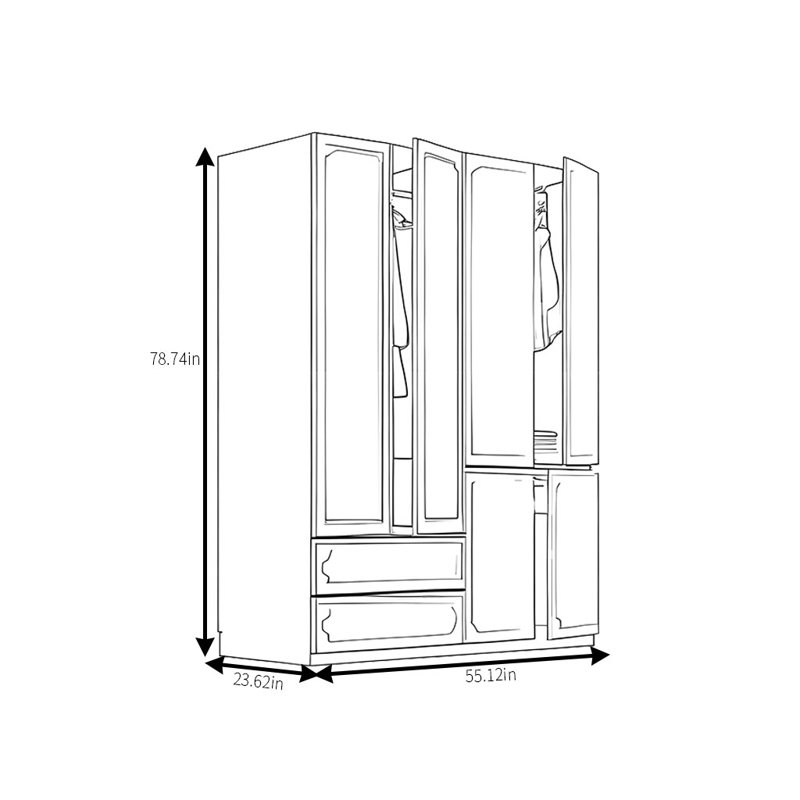 Garde-robe simple et haut de gamme, H 79 po x l 55 po x P 24 po