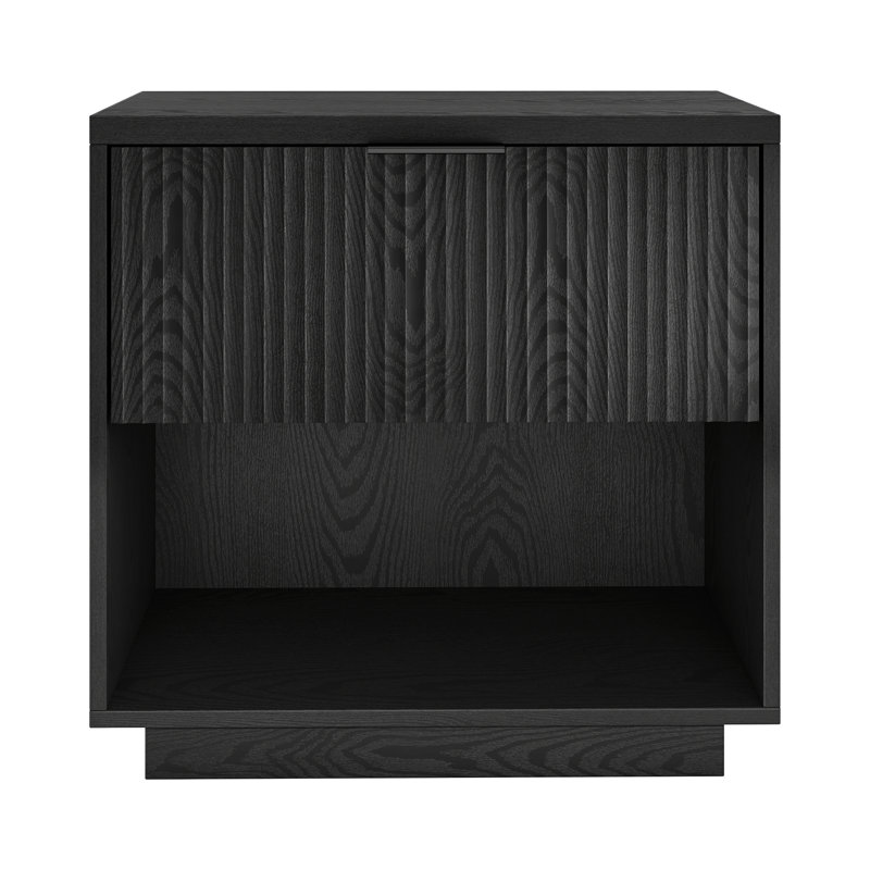 Nolin 24" Wide Rectangular Nightstand, Black Grain