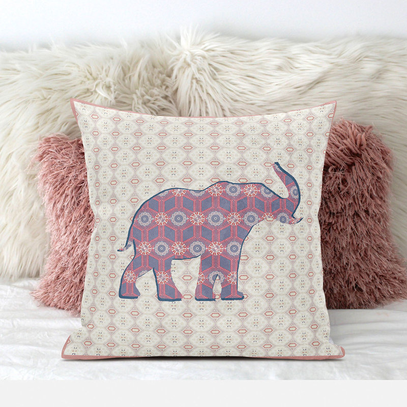 Housse et insert de coussin carré en polyester intérieur / extérieur, 20 po x 20 po, Blanc / rose / bleu