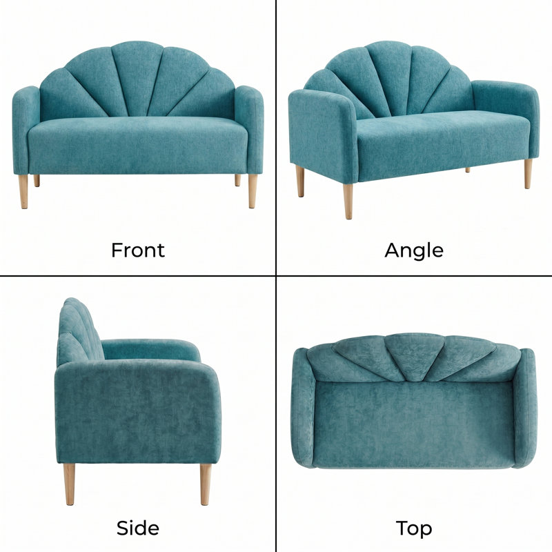 Billijo Solid and Manufactured Wood Standard Loveseat, Mint, 33.07" H x 49.6" W x 29.92" D