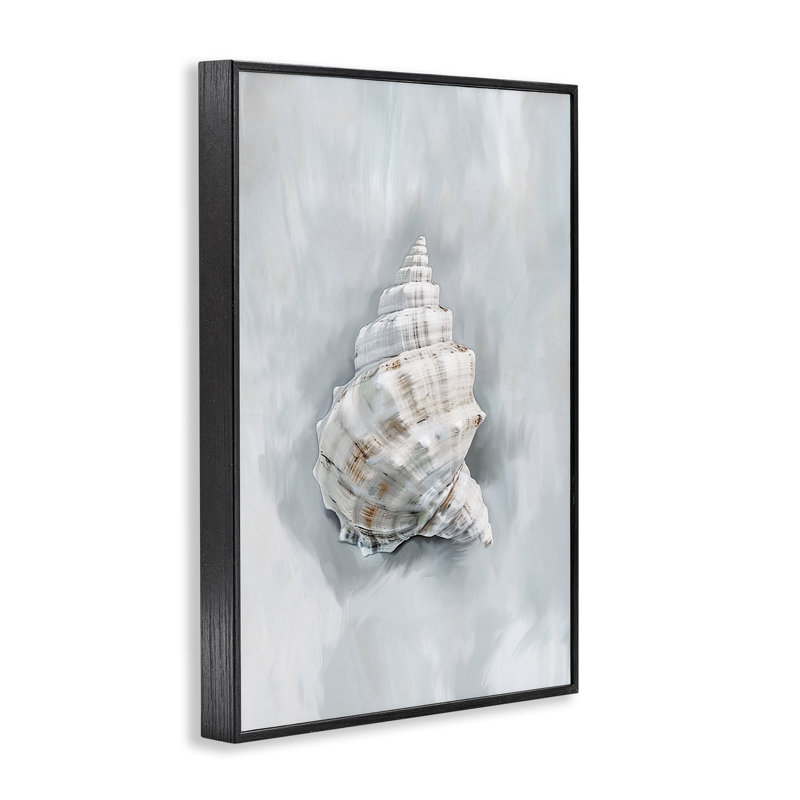 Conch Seashell Mirage, estampe numérique, design par Ramona Murdock, H 18 po x l 12 po, Giclée encadrée noir minuit