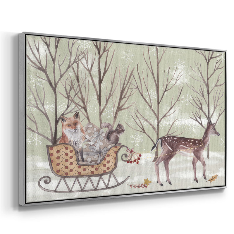 Christmas Time I, H 25 po x l 37 po x P 1,5 po, Toile argentée avec cadre flottant
