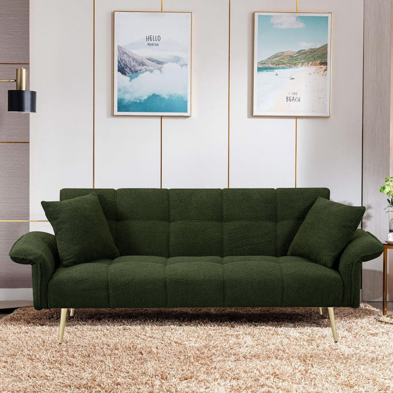 Canapé à accoudoirs évasés 70 po Zenys, 100 % polyester vert