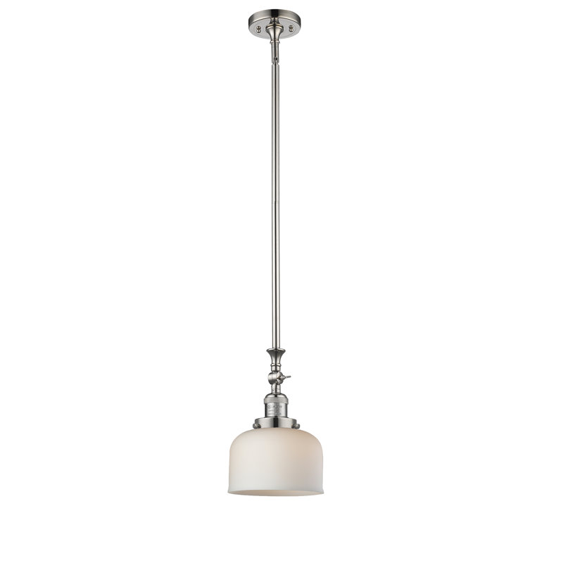 Luminaire suspendu en forme de dôme à 1 lumière Rosso, Boîtier blanc mat, Nickel satiné brossé, Ampoule DEL 6 watts Vinage