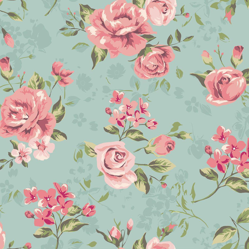 Rouleau de papier peint Ajara Smooth, Rose / bleu, L 126 po x l 24 po