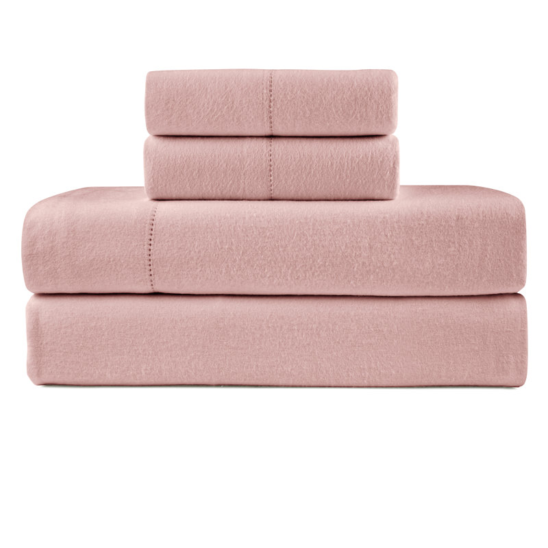 Pointehaven 180 GSM Cotton Mellow Rose Flannel Deep Pocket 4 pc Sheet Set, Full, Rose, Full Sheet Set with 2 Pillowcases