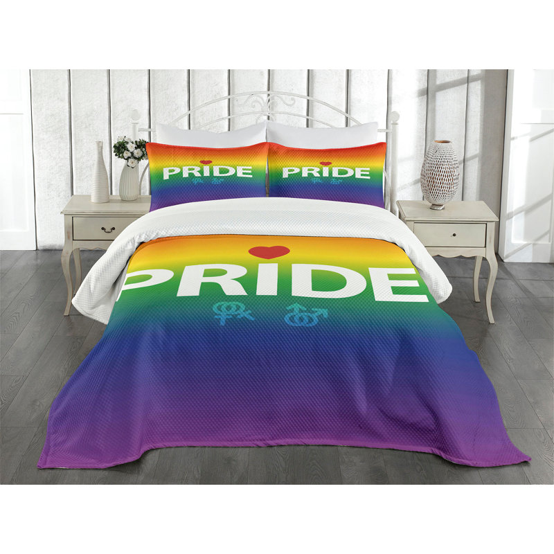 Vibrant Multicolor Pride Queen Quilted Bedspread Set
