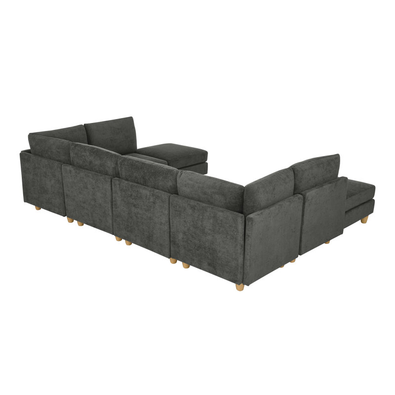 Canapé modulaire Boatwright, Mélange de polyester gris foncé