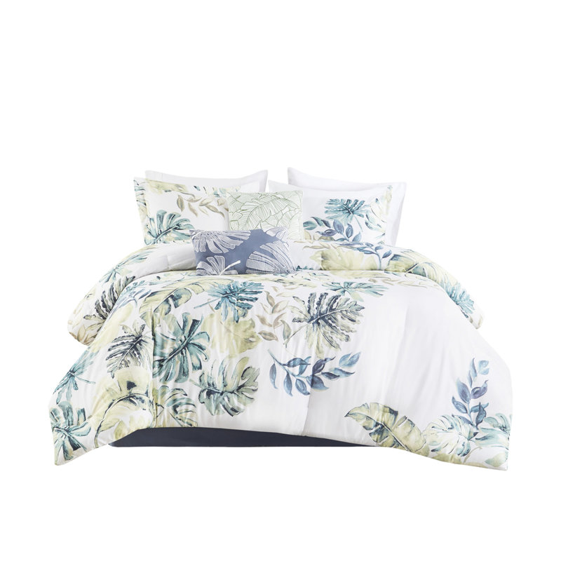 Édredon multi très grand - 100% coton avec imprimé de plantes tropicales et garantie de plantes surdimensionnées