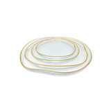 Harcrest 4 Pieces Of Organic Shaped Salad Plates with Coloured Sides