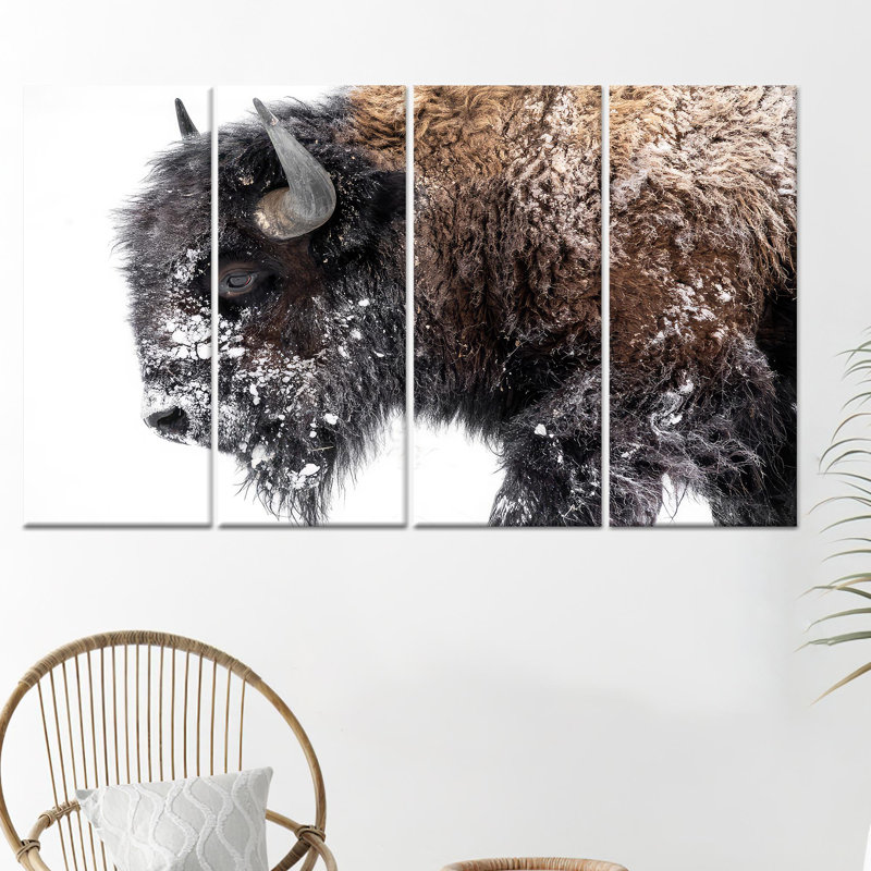 Élégant bison Wall Art: American Wildlife, impression sur toile, toile tendue 4P, H : 43,3 x L : 78,7 pouces