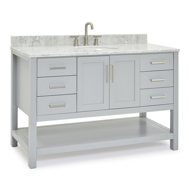 Magnolia Bath Vanity Rectangular Basin S061SCW2R, Gray, Oval, 55"