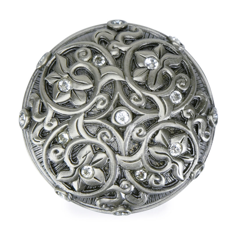 ASSORTED KNOB; DECORATED WITH SWAROVSKI® CLEAR CRYSTAL,  Antique Nickel