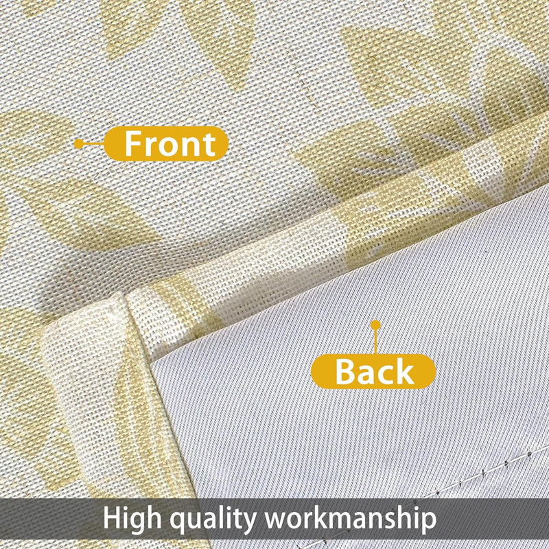 Ivory Beige Linen Blend Floral Blackout Window Valance, 52'' Wide