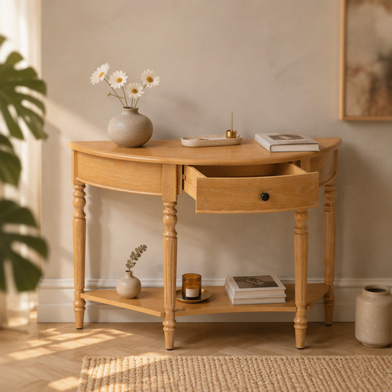 Console de style campagnard avec tiroir et tablette Farmhouse, Naturel, Naturel, Naturel