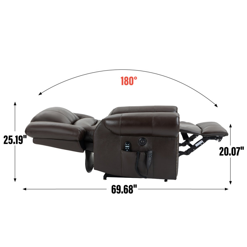 Fauteuil inclinable Power Lift, Cuir brun
