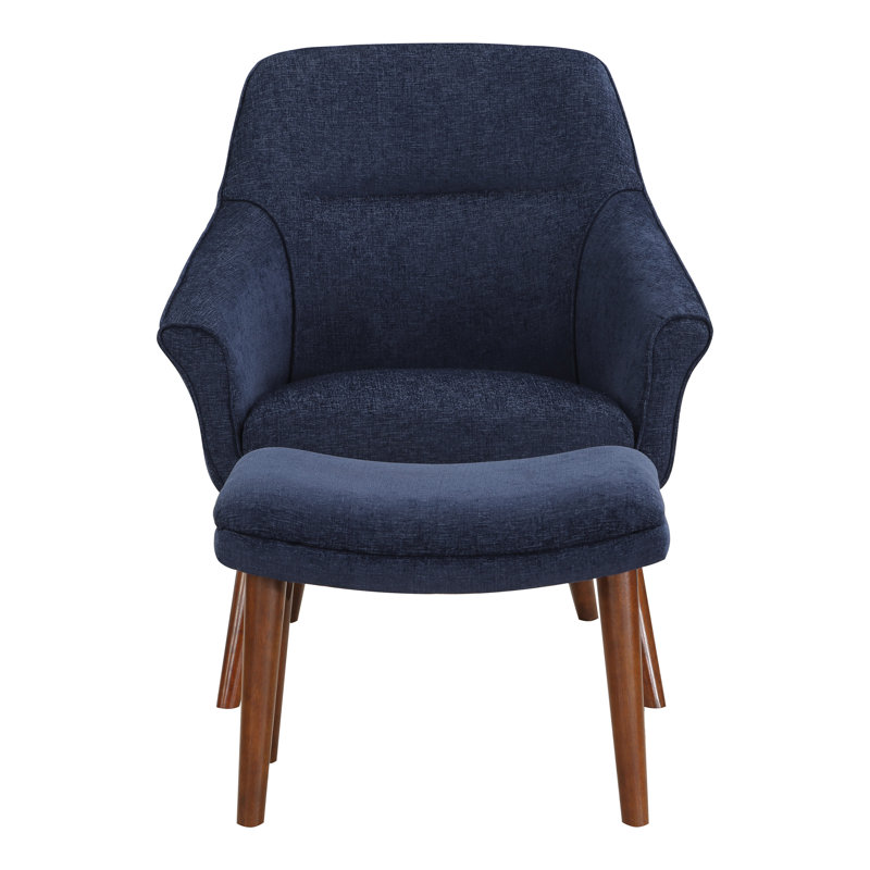 Chaise et repose-pieds Khristen, Mélange de polyester bleu minuit