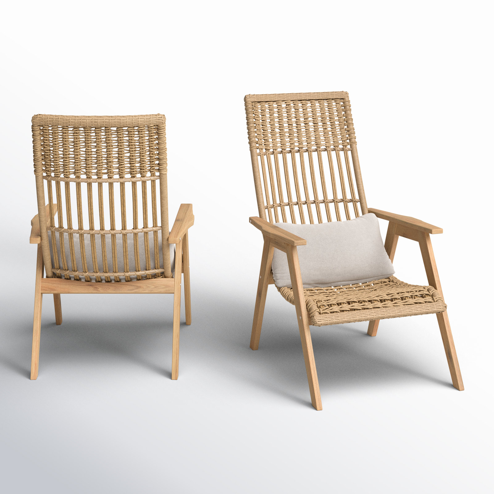 Anyston Teak Patio Lounge Chair, Natural Wicker