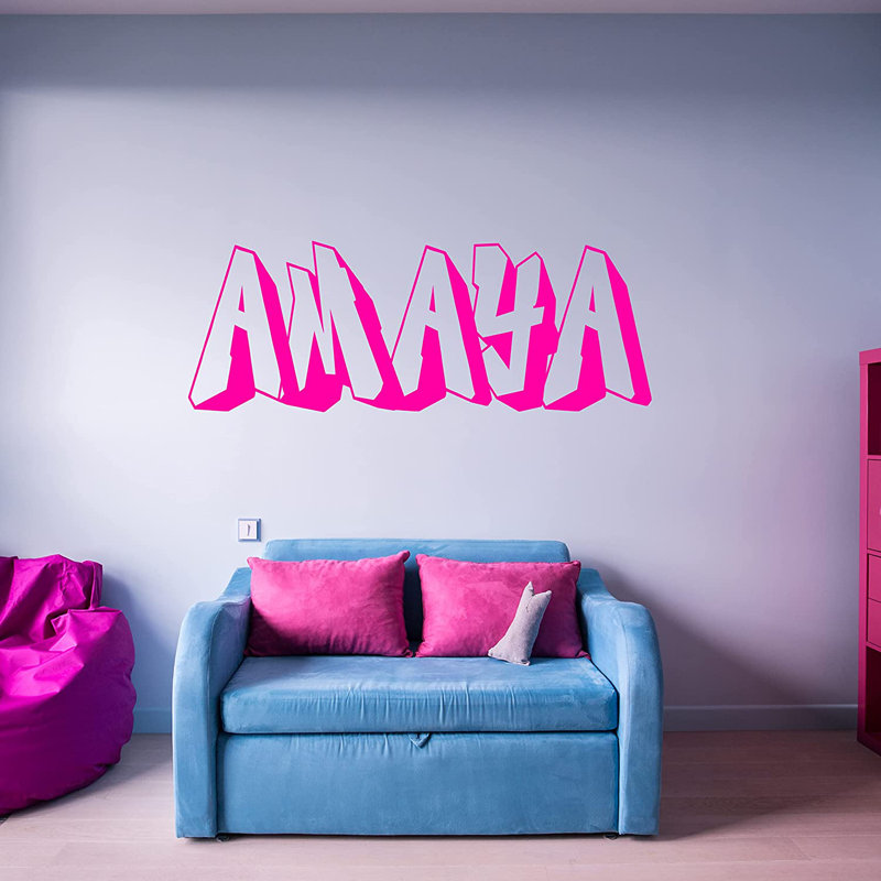 Adhésif décoratif graffiti, Rose vif, H 4 po x l 17 po, Oui