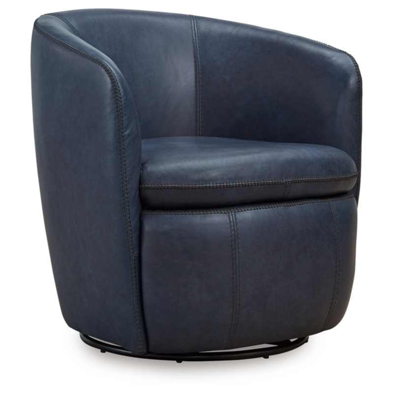 Gradel Swivel Chair, Blue Genuine Leather